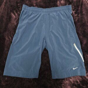 Nike Youth Boy Athletic Shorts Small S Navy Blue  Drawstring Waist Dri-Fit Style